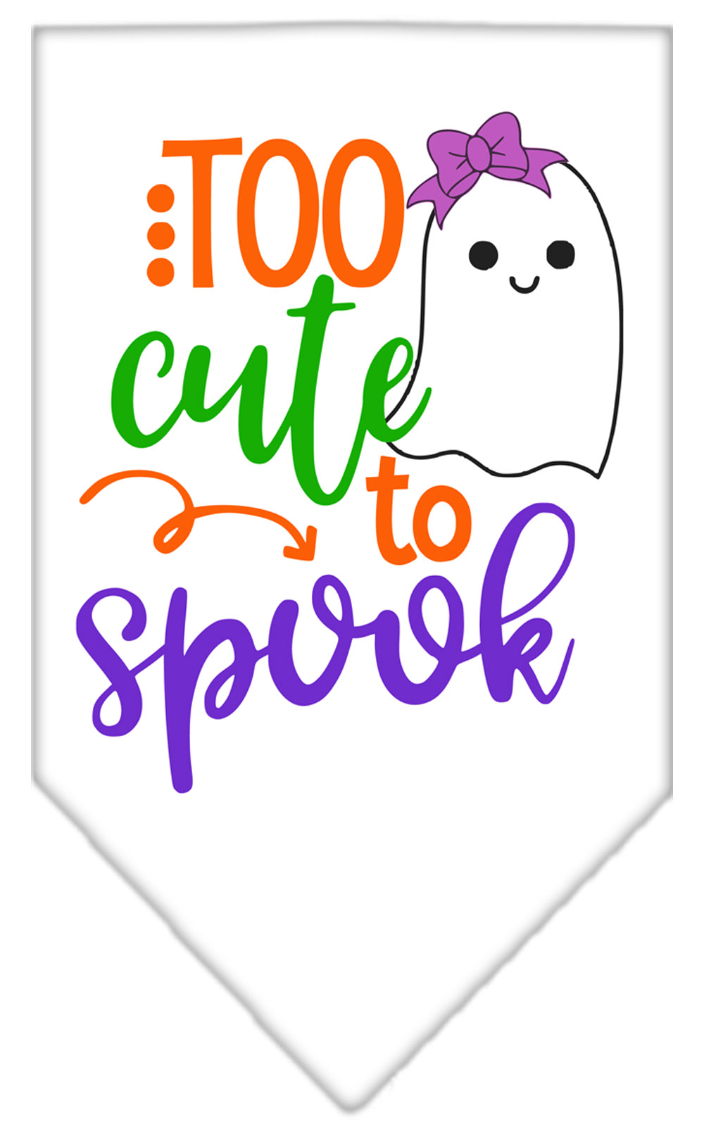 Too Cute to Spook-Girly Ghost Screen Print Bandana White Small
